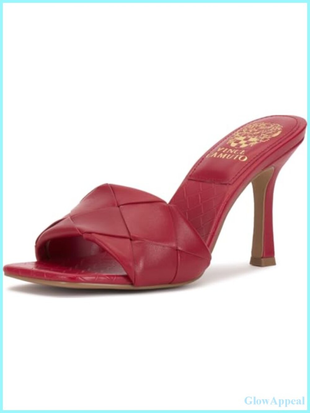 Woven Leather Slip On Stiletto Heeled Mules Open Toe Dress Sandals